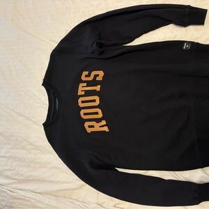 Roots Black Sweatshirt with Bold Tan Logo